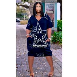 dallas cowboys v-neck jacket short-sleeved bat-sleeved dress