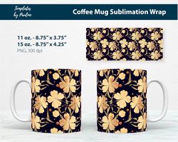 watercolor yellow 4-leaf clover coffee mug wrap