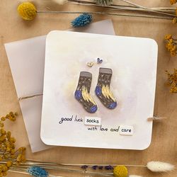 greeting funny card for men - good luck socks with love and care