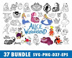 disney alice in wonderland svg bundle files for cricut silhouette, disney alice in wonderland svg