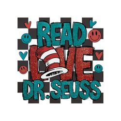 read love dr seuss cat in the hat png sublimation designs