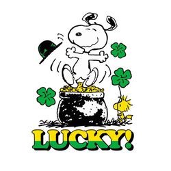 peanuts snoopy lucky st patrick's day pot o' gold svg file