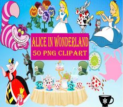50 alice in wonderland clipart png, alice digital download,svg file cut digital download