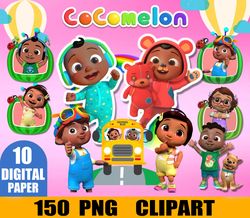 150 cocomelon birthday family bundle png,10 digital paper cocomelon png, cocomelon clipart,svg file cut digital download