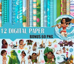 10 moana digital paper, moana png clipart, moana png, moana bundle png digital download