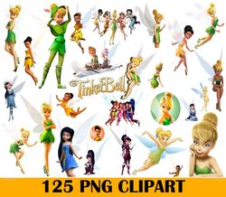 125 tinkerbell bundle png cut files, tinkerbell silhouette png, tinkerbell clipart png digital download