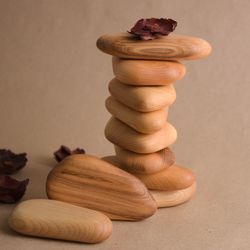 wooden stacking pebbles