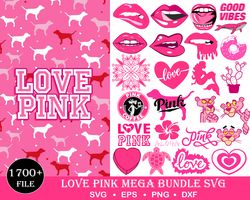 1700 love pink, love pink svg bundle, love pink clip art bundle, love pink, pink nation, love pink dog, svg digital dowl