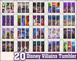 20 disney villains tumbler ,tumblers designs 20oz skinny straight & tapered bundle, bundle design template for sublimati
