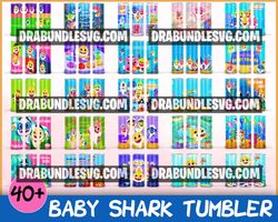 40 baby shark tumbler design 2 , baby shark cup, baby shark sublimation, 20 oz skinny tumbler design, sublimation image,
