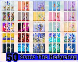 50 sonic the hedgehog tumbler desing, skinny tumbler 20oz design, sonic sublimation, digital png, sonic wrap png