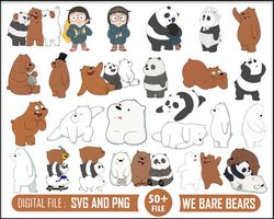 50 we bare bears svg bundle, animal svg, animal lovers svg,cartoon svg digital download