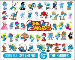 500 smurfs svg, cricut file, mega bundle smurfs png, smurfs layered svg, smurf svg, smurfs cut files, smurfs, the smurfs