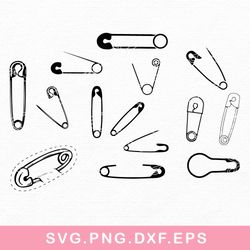 safety pin bundle svg, safety pin svg, open and closed safety pin svg, png dxf eps file