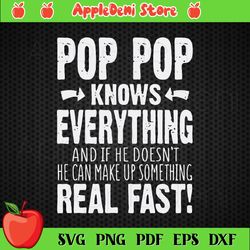 pop pop knows everything svg fathers day svg, pop pop svg