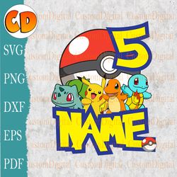 personalized birthday svg, personalization svg, pokemon svg, cusom svg, cut files for cricut, silhouette