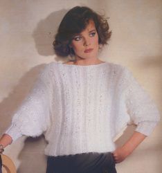 vintage knitting pattern 251 textured bat wing pullover women