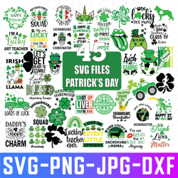 45 svg files patrick's day bundle, lucky svg, st. patrick's day clipart, saint patricks day svg, st patricks day rainbow