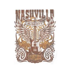 nashville music city vintage guitar png sublimation designs