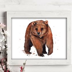 bear watercolor original bear painting 8x11 inches wall decor art by anne gorywine