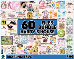 60 harry's house bundle, harry's house png designs, harry style merch, love on tour 2022, harry's house track list png d