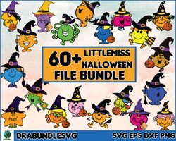 60 little miss svg files for cricut, little miss halloween svg, mr men witch svg, bundle mr men little miss halloween sv