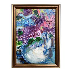 lilac oil painting flowers original art wall art decor