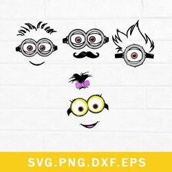 minions face bundle svg, minions svg, despicable me svg, png dxf eps file