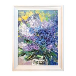 lilac oil painting flowers original art wall art decor