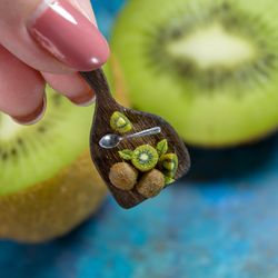 tutorial miniature polymer clay kiwi cane with polymer clay | miniature food tutorial | dollhouse miniatures