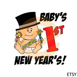 baby's first new years baby milestone outfit svg cutting files