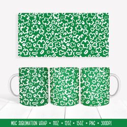 st. patricks day leopard mug sublimation wrap. green mug wrap