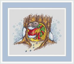 christmas cross stitch pattern wreath cross stitch pattern mouse cross stitch pattern winter cross stitch pattern