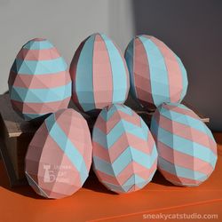 easter eggs (6 designs | round bottom) 3d papercraft template digital pattern for printing and cutting (pdf, svg, dxf*)