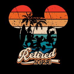 retro sunset retired 2023 mickey and friends svg cutting files