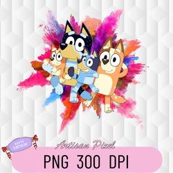 bluey watercolor png, bluey family pngs, bluey bingo png, bluey png, bluey bandit chilli, bluey birthday png, bluey part