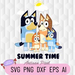 bluey summer time svg, bluey family matching svg, bluey summer vacation svg, bluey group svg, bluey birthday party svg,