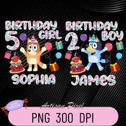 bluey birthday girl png, bluey birthday boy png, happy birthday png