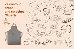 27 contour drops and splashes. cliparts.