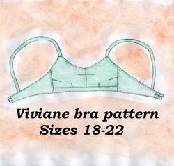 vintage bra sewing pattern, viviane, sizes 18-22, no elastic underwear pattern, wireless bra pattern, linen bra pattern