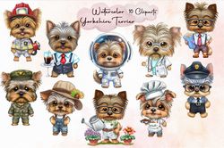 10 files of yorkshire terrier puppy cliparts digital files bundle