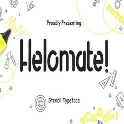 helomate stencil typeface trending fonts - digital font