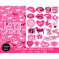 1700 love pink, love pink svg bundle, love pink clip art bundle, love pink, pink nation, love pink dog, svg digital dowl