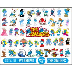 500 smurfs svg, cricut file, mega bundle smurfs png, smurfs layered svg, smurf svg, smurfs cut files, smurfs, the smurfs
