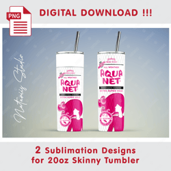 2 inspired aqua net templates - seamless sublimation patterns - 20oz skinny tumbler - full tumbler wrap