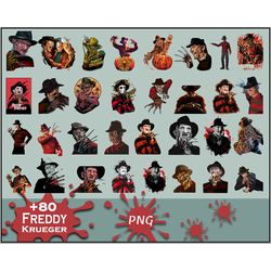 80 freddy krueger png,halloween horror movies characters bundle png printable, png files for sublimation designs digital