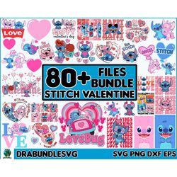 80 stitch valentine svg, angel svg, stitch and angel, love svg, valentines svg, stitch love svg high quality instant dow