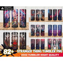 82 stranger things characters tumbler png, movie character, tumbler wrap, 20oz skinny tumbler, sublimation design, digit