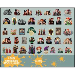 95 sanderson hocus pocus png ,halloween horror movies characters bundle png printable, png files for sublimation designs