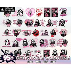 95 valentine ghostface svg png bundle, ghostface calling, no you hang up, horror valentine png, valentine movie png inst